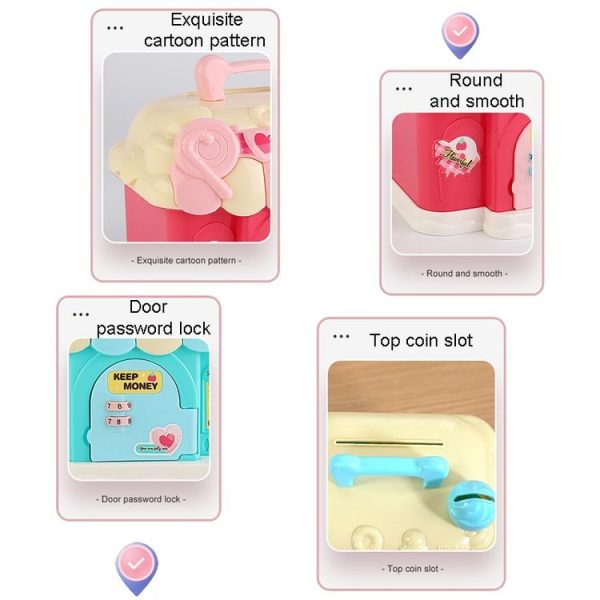 18 x 15 x 16.5cm Candy House Childrens Cartoon Coin Bank Small House Savings Jar Toys (Sky Blue) - Image 3
