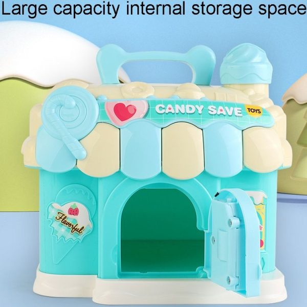 18 x 15 x 16.5cm Candy House Childrens Cartoon Coin Bank Small House Savings Jar Toys (Sky Blue) - Image 5