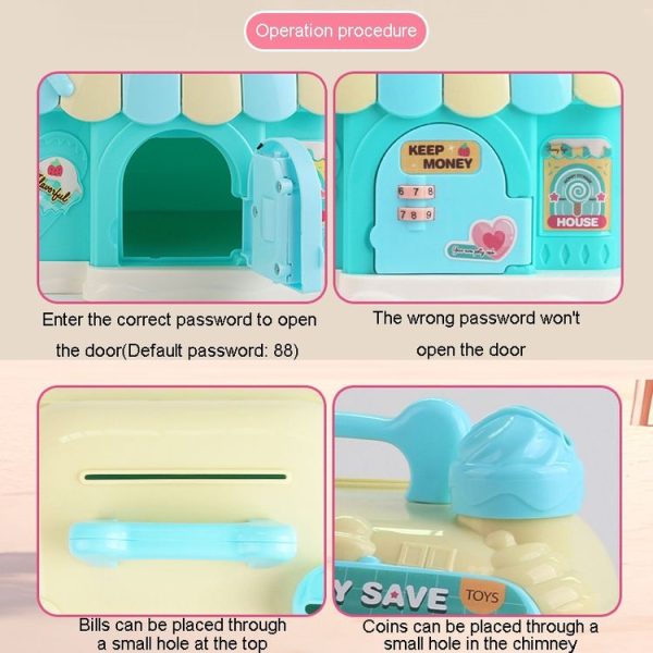 18 x 15 x 16.5cm Candy House Childrens Cartoon Coin Bank Small House Savings Jar Toys (Sky Blue) - Image 7