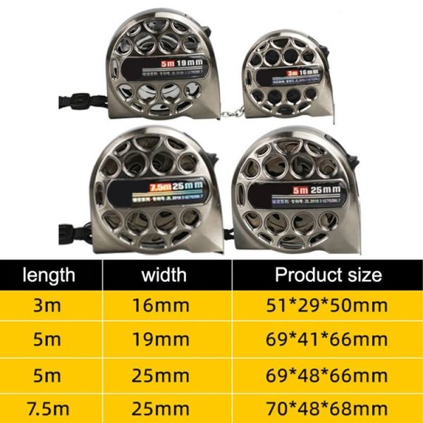 3M 16mm Hollow Steel Tape Measure Waterproof Rust Prevention Metal Ruler - Image 7