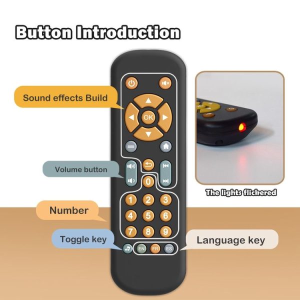 Baby Simulation TV Remote Control Music Toy with Light and Sound 3 Language Mode, Color: Black - Image 6