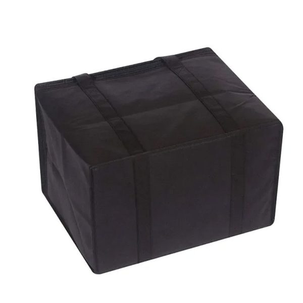 41x26x33cm Non-Woven Bento Aluminum Foil Thermal Bag Takeaway Lunch Bag With Bottom Plate (Black) - Image 3