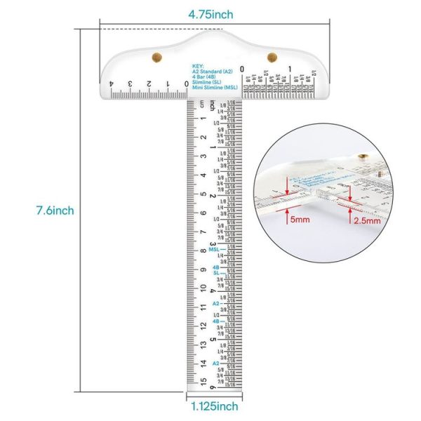 Plastic T-Square Ruler Learning Stationery Ruler (Transparent) - Image 2