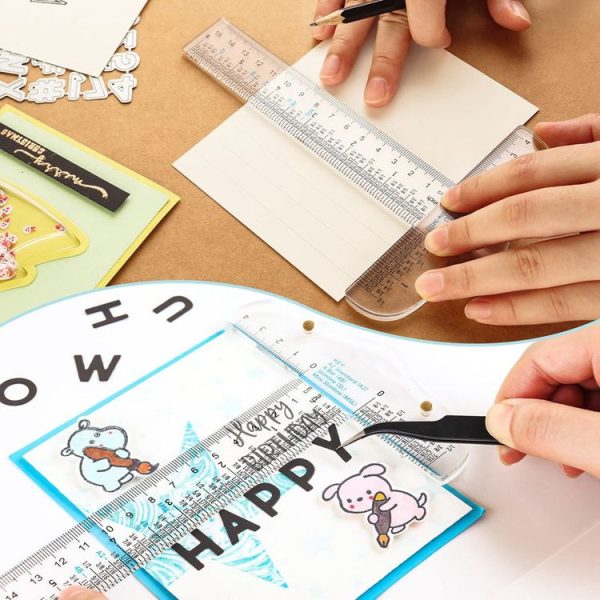 Plastic T-Square Ruler Learning Stationery Ruler (Transparent) - Image 6