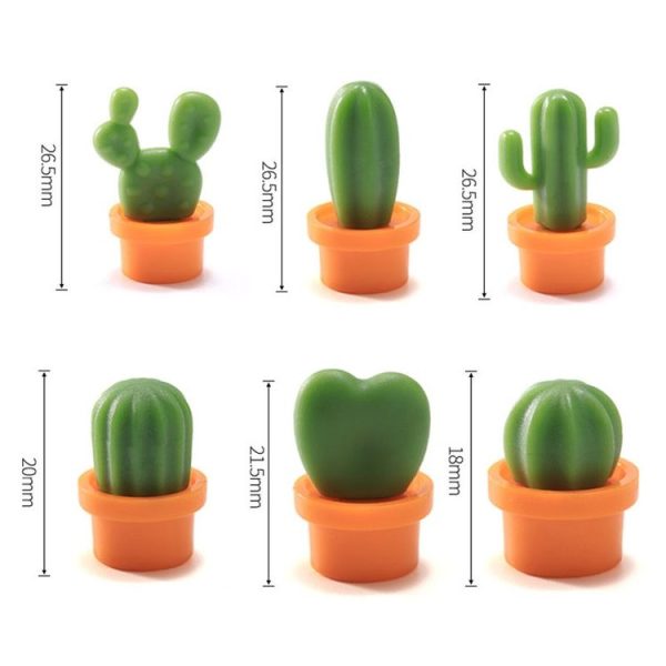 6pcs / Set Cactus Fridge Stickers Greenery Message Magnetic Cartoon Stickers (Orange Pot) - Image 2