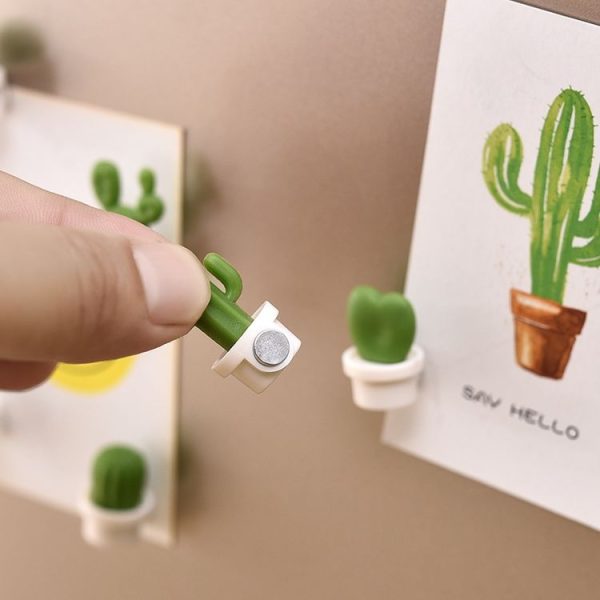 6pcs / Set Cactus Fridge Stickers Greenery Message Magnetic Cartoon Stickers (Orange Pot) - Image 3