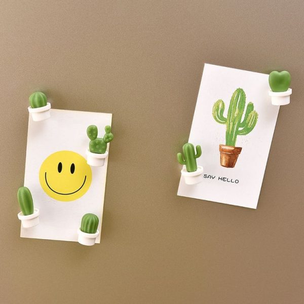 6pcs / Set Cactus Fridge Stickers Greenery Message Magnetic Cartoon Stickers (Orange Pot) - Image 4