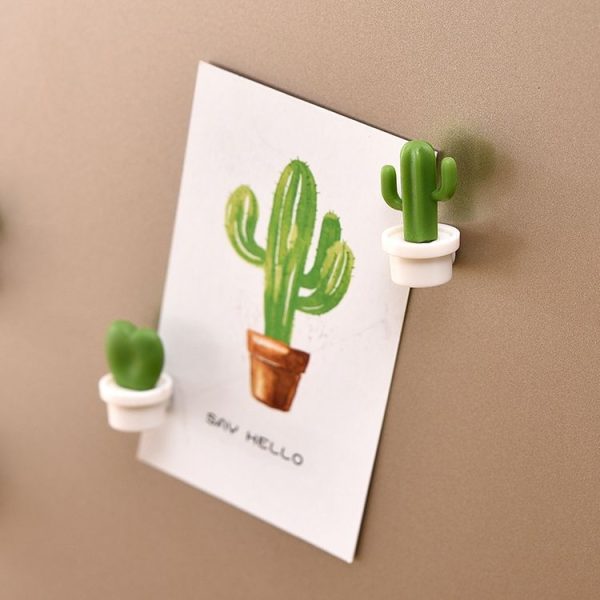 6pcs / Set Cactus Fridge Stickers Greenery Message Magnetic Cartoon Stickers (Orange Pot) - Image 5