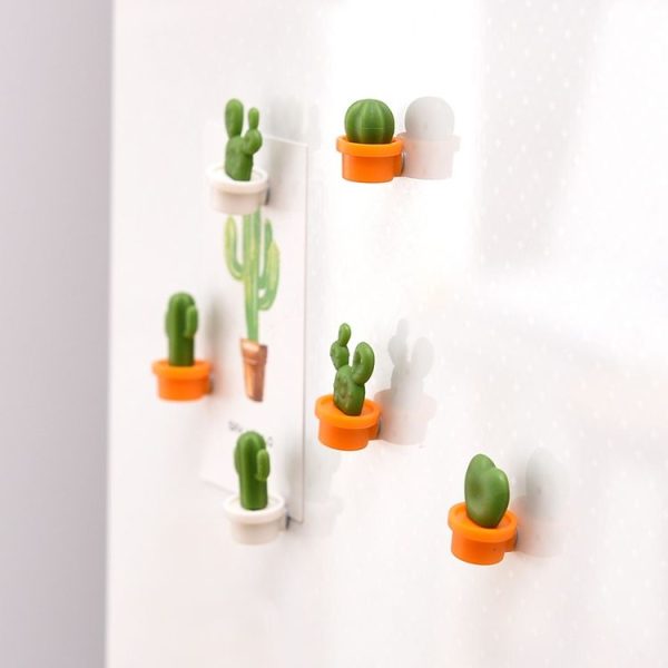 6pcs / Set Cactus Fridge Stickers Greenery Message Magnetic Cartoon Stickers (Orange Pot) - Image 6