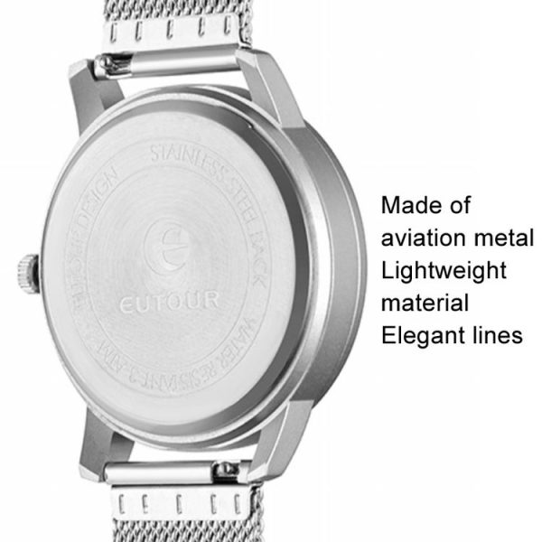 EUTOUR E041 Men Magnetic Quartz Watch With 40mm Stainless Steel Stand (Black) - Image 4