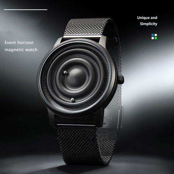 EUTOUR E041 Men Magnetic Quartz Watch With 40mm Stainless Steel Stand (Black) - Image 8