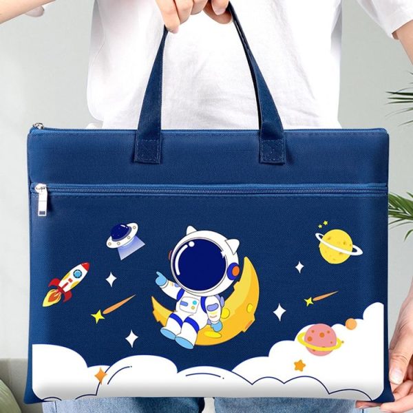 Student Tote Handle Book Bag Canvas Waterproof Data Storage Bag (Lucky Rabbit) - Image 10