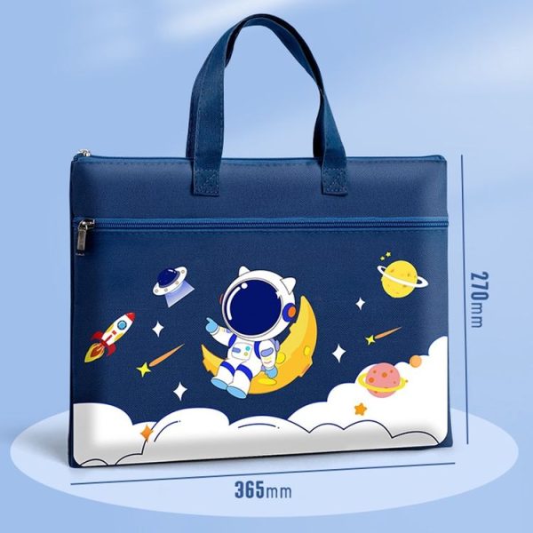 Student Tote Handle Book Bag Canvas Waterproof Data Storage Bag (Lucky Rabbit) - Image 3