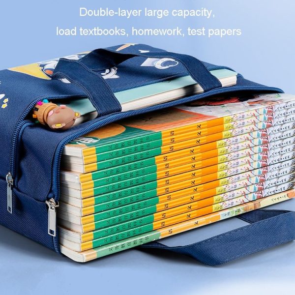 Student Tote Handle Book Bag Canvas Waterproof Data Storage Bag (Lucky Rabbit) - Image 8