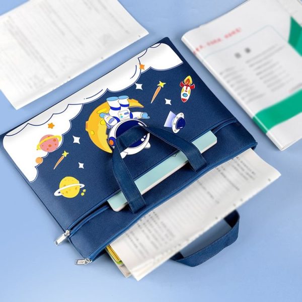 Student Tote Handle Book Bag Canvas Waterproof Data Storage Bag (Lucky Rabbit) - Image 9
