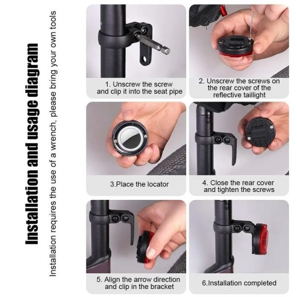 Airtag Hidden Reflective Tail Light Bicycle Mount (Red) - Image 8