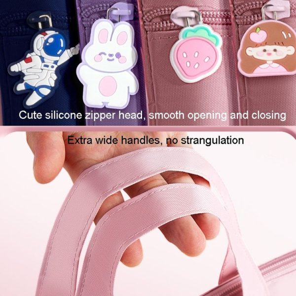 Waterproof Canvas Homework File Storage Bag Student Hand Carrying Book Bag (Strawberry Pie) - Image 4