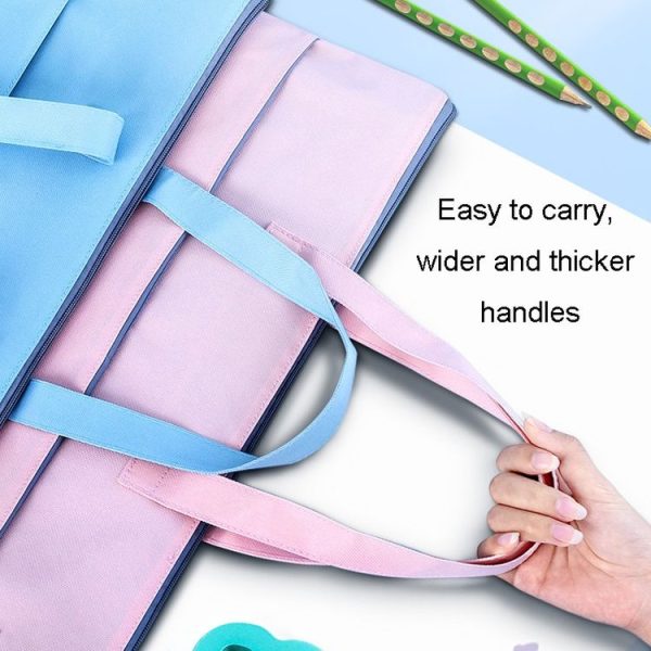 BeiDuoMei Student A3 Art Drawing Handbag Test Paper File Storage Bag, Style: Simple Model Blue - Image 6