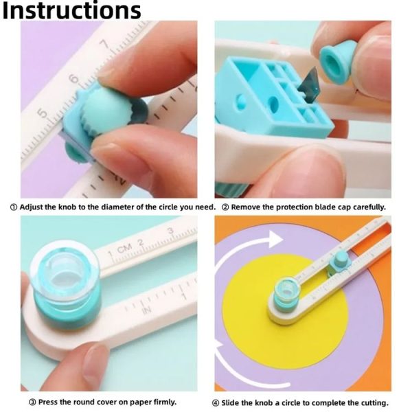 360 Degree Rotating Manual Round Cutter DIY Circle Cutting Tool (Diameter 2-20cm) - Image 9