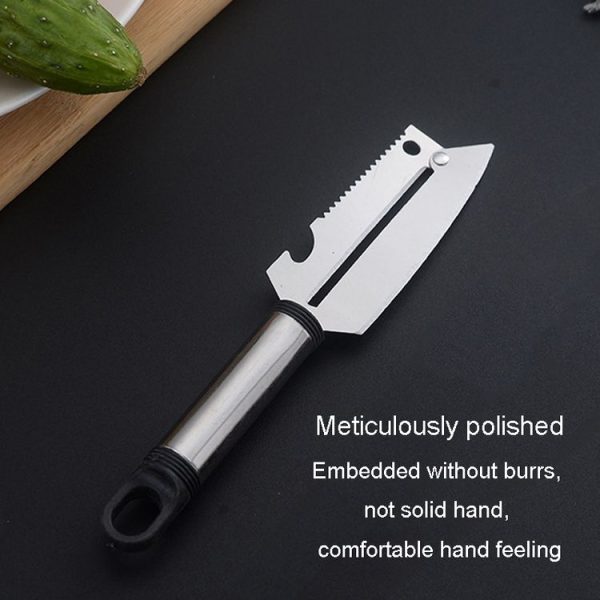 Multifunctional Stainless Steel Paring Knife Household Fruit And Vegetable Scraper Bottle Opener (Ebony Handle) - Image 3