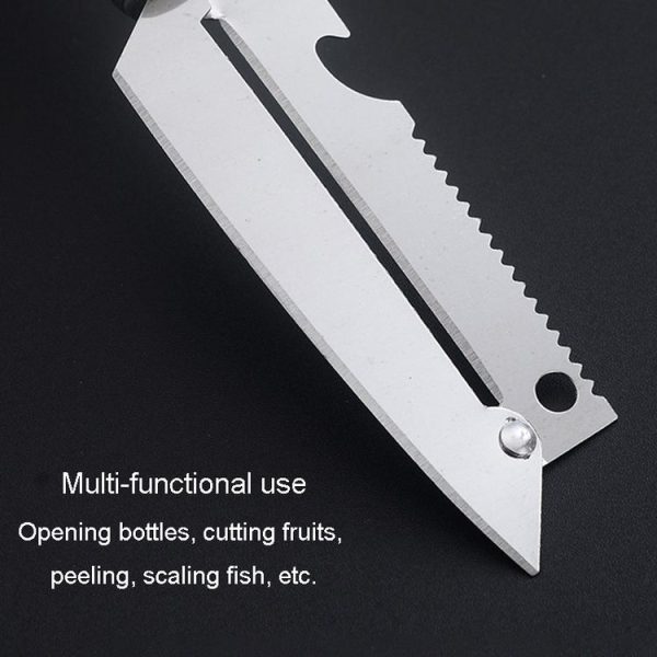 Multifunctional Stainless Steel Paring Knife Household Fruit And Vegetable Scraper Bottle Opener (Ebony Handle) - Image 5