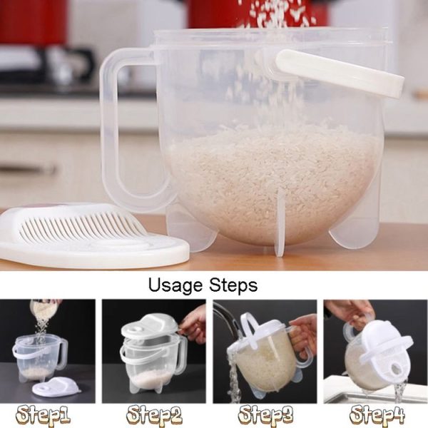 Home Kitchen Rice Washing Sieve Rice Washer Convection Plastic Rice Panner (Color Box) - Image 8