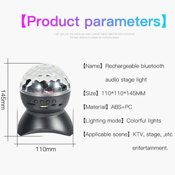 Home LED Magic Ball Lights Bounce Ambient Lamps Room Sound Lights Balls, Color: Charging Model Black (RGB Colorful 5W) - Image 2
