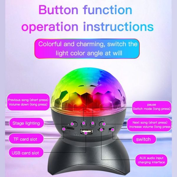 Home LED Magic Ball Lights Bounce Ambient Lamps Room Sound Lights Balls, Color: Charging Model Black (RGB Colorful 5W) - Image 3