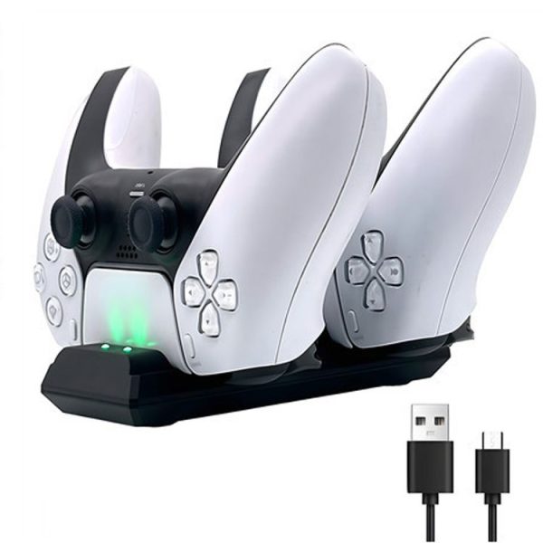 PS5 Controller Dock Charger Gamepad Dual Port Quick Charger (White) - Image 2
