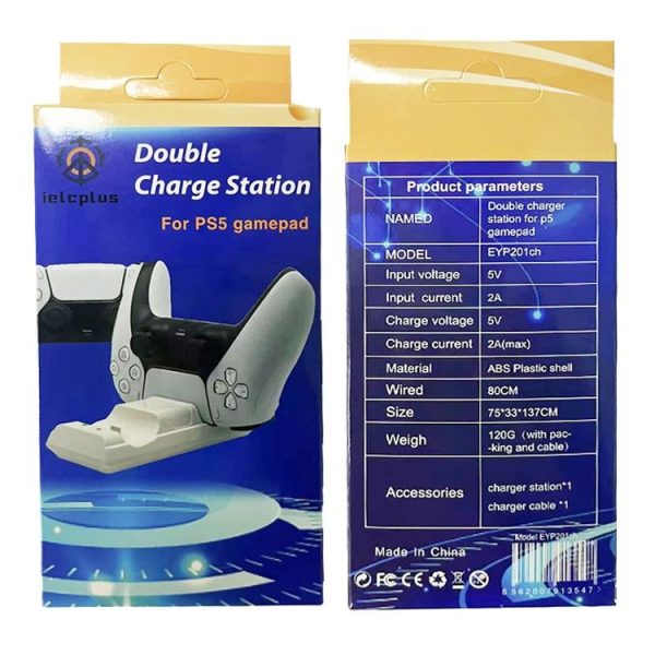 PS5 Controller Dock Charger Gamepad Dual Port Quick Charger (White) - Image 8