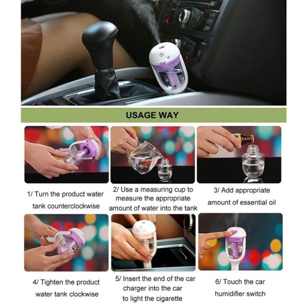 Car Negative Ion Spray Humidifier Aromatherapy Air Purifier (Violet) - Image 4