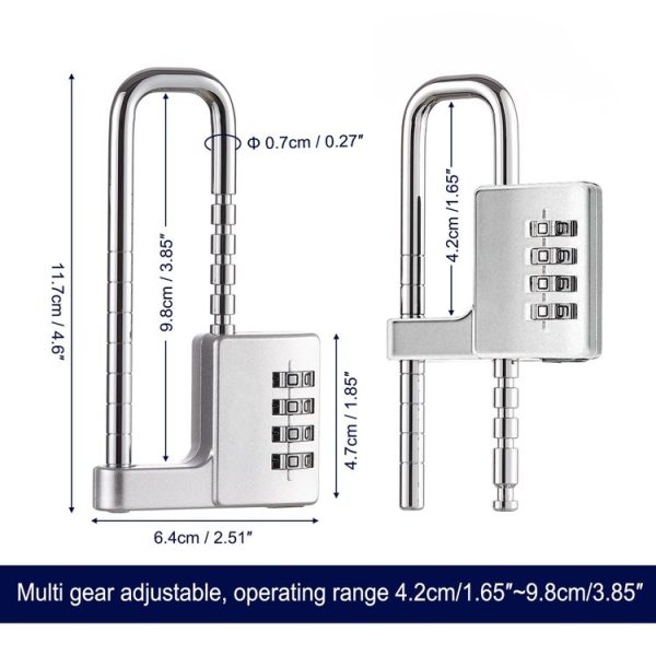 Shoe Cabinet Office File Cabinet Adjustable Lock Length Pull Hand Lock Password Cabinet Door Lock (Silver) - Image 2