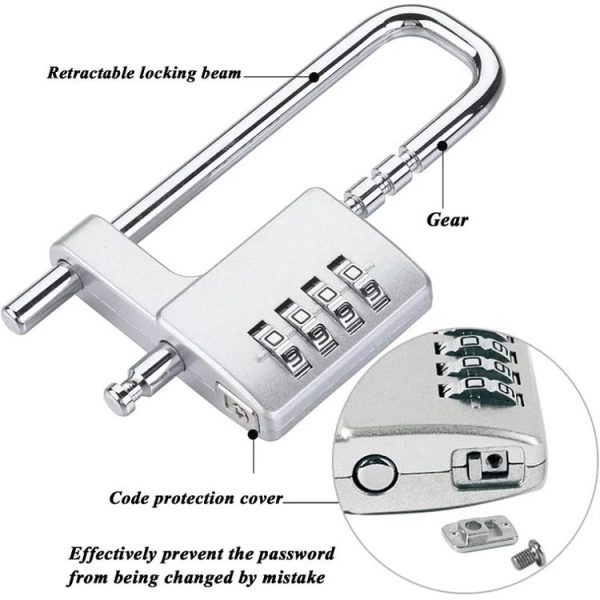 Shoe Cabinet Office File Cabinet Adjustable Lock Length Pull Hand Lock Password Cabinet Door Lock (Silver) - Image 4