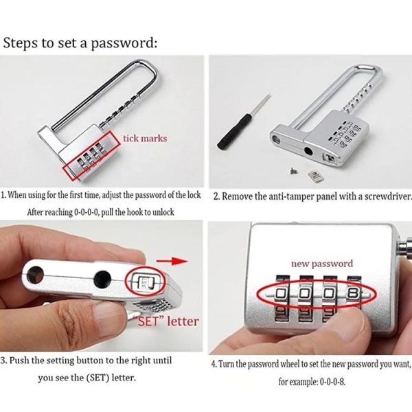 Shoe Cabinet Office File Cabinet Adjustable Lock Length Pull Hand Lock Password Cabinet Door Lock (Silver) - Image 9