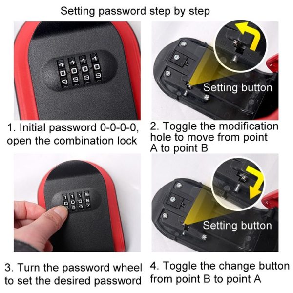 Full Plastic Key Box Password Lock Door Key Storage Password Box (Blue) - Image 7
