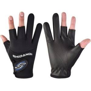 Fishing Fingerless Non-Slip Gloves Waterproof Wear-Resistant Lure Fishing Equipment (Black)