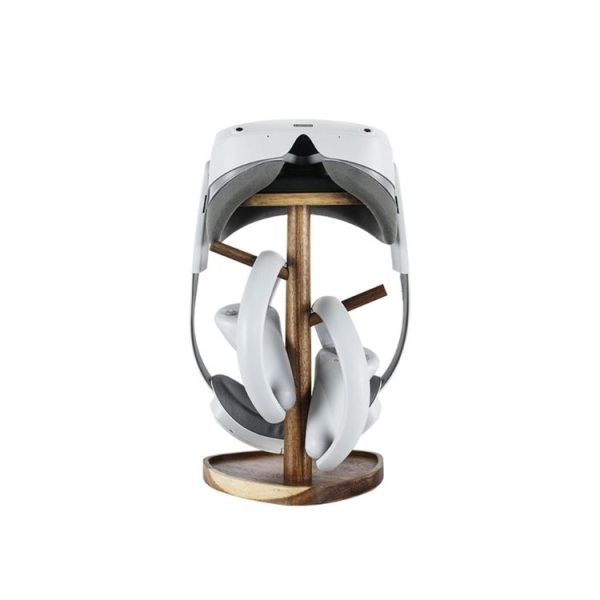 Hiblok VR Helmet Wooden Storage Rack Desktop Display Stand for Quest 2 / Pico 3 / Pico 4 (Acacia) - Image 2