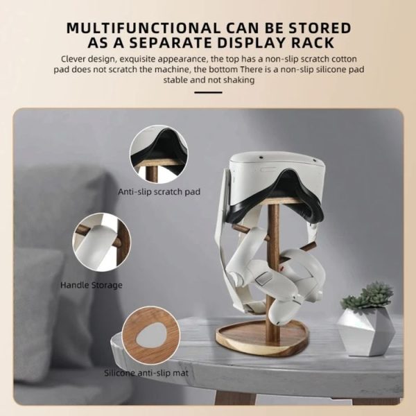 Hiblok VR Helmet Wooden Storage Rack Desktop Display Stand for Quest 2 / Pico 3 / Pico 4 (Acacia) - Image 4