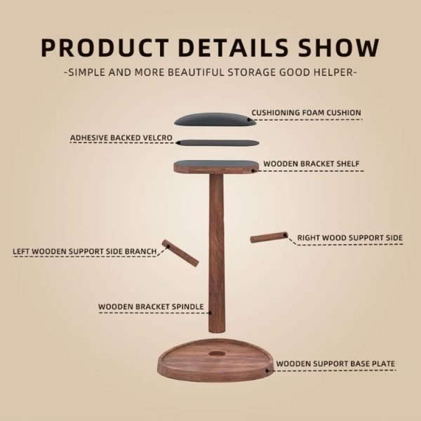 Hiblok VR Helmet Wooden Storage Rack Desktop Display Stand for Quest 2 / Pico 3 / Pico 4 (Acacia) - Image 6
