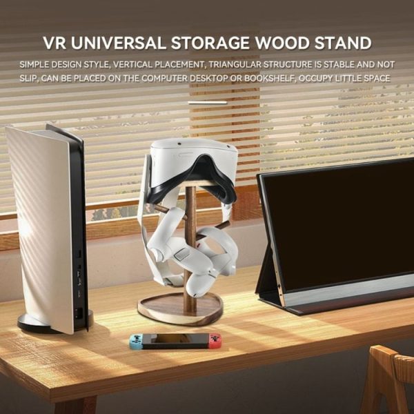 Hiblok VR Helmet Wooden Storage Rack Desktop Display Stand for Quest 2 / Pico 3 / Pico 4 (Acacia) - Image 7