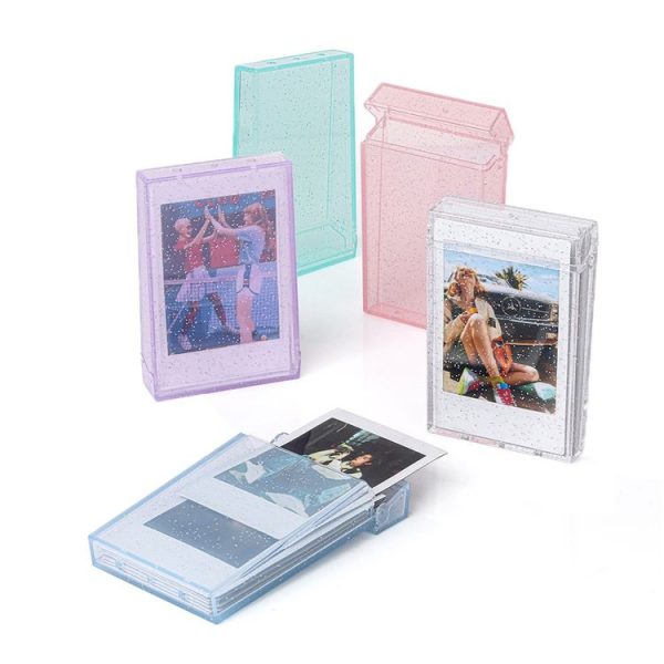 3 inch Ice Cream Glitter Photo Box Celebrity Photo Card Storage Box For Polaroids, Color: Transparent - Image 2