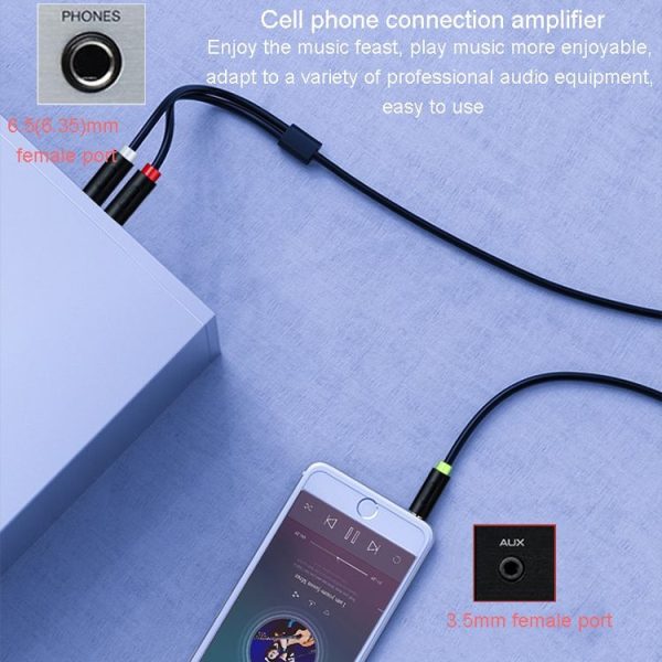 JINGHUA 3.5mm To Dual 6.5mm Audio Cable 1 In 2 Dual Channel Mixer Amplifier Audio Cable, Length: 0.5m - Image 7