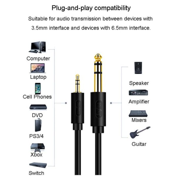 JINGHUA 3.5mm To 6.5mm Audio Cable Amplifier Guitar 6.35mm Cable, Length: 0.5m - Image 11