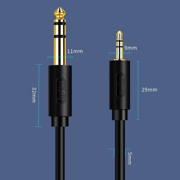 JINGHUA 3.5mm To 6.5mm Audio Cable Amplifier Guitar 6.35mm Cable, Length: 0.5m - Image 2