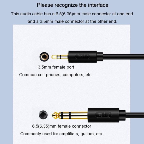 JINGHUA 3.5mm To 6.5mm Audio Cable Amplifier Guitar 6.35mm Cable, Length: 0.5m - Image 3