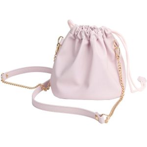 Leather Large-capacity Drawstring Pocket Portable Waterproof Camera Bag (Pink)