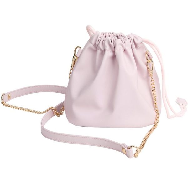 Leather Large-capacity Drawstring Pocket Portable Waterproof Camera Bag (Pink)
