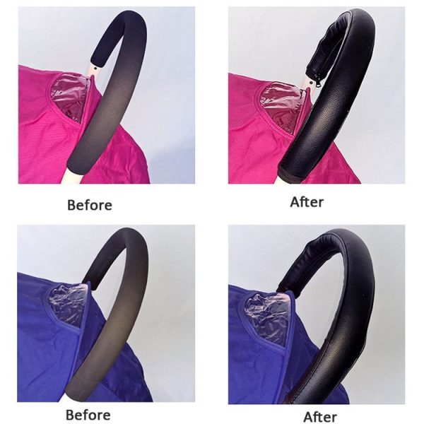 Baby Stroller Handle Cover PU Leather Protective Case For Babyyoya / Spirit Kids / Hiwide, Color: Pushing Handle Black - Image 5