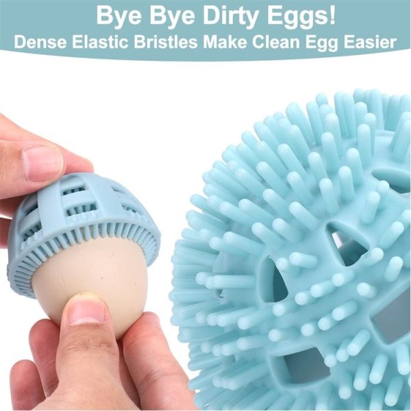 Silicone Egg Brush Cleaner Vegetable Scrubber (Blue) - Image 4