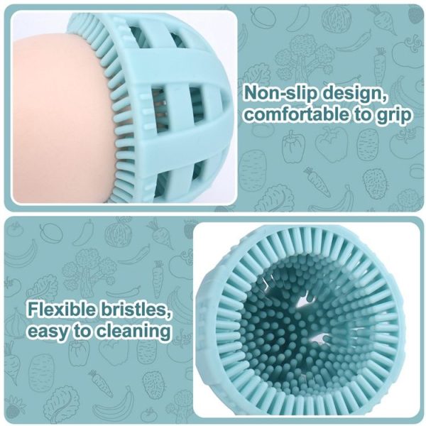 Silicone Egg Brush Cleaner Vegetable Scrubber (Blue) - Image 6